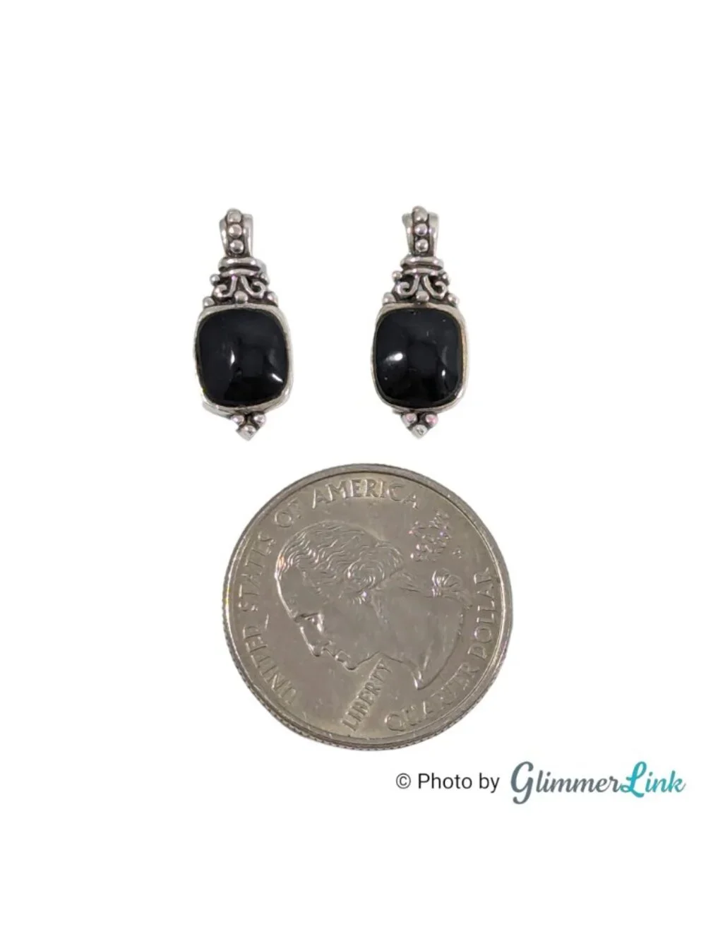 Vintage Marsala 925 Sterling Silver Black Onyx Drop Earrings